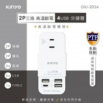 【KINYO】3插4USB分接器2入組(GIU-2034)